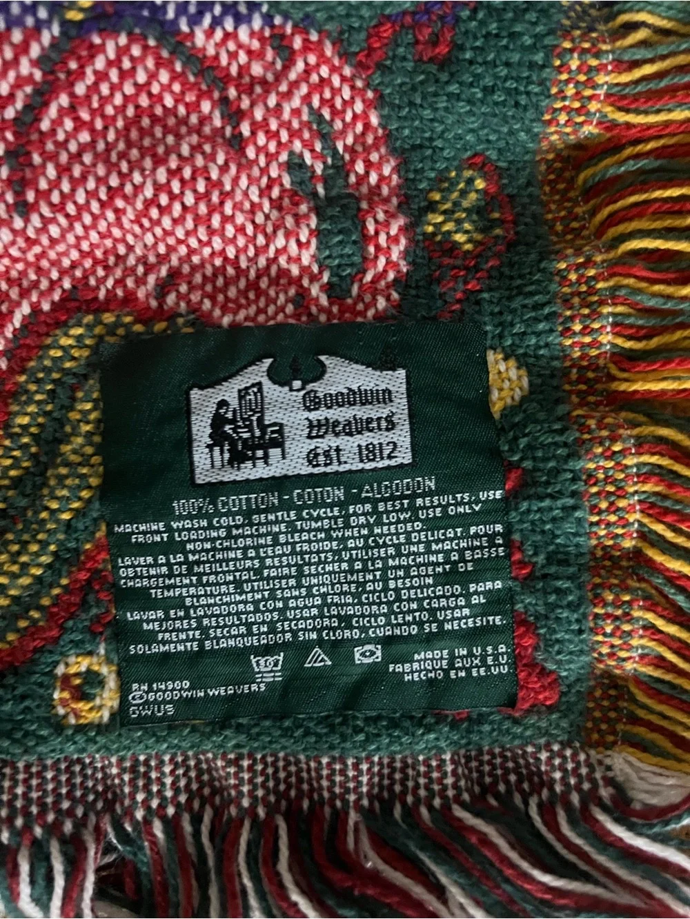 Goodwin Weavers Reversible Throw Blanket Farm Alphabet Harvest Made USA Cotton